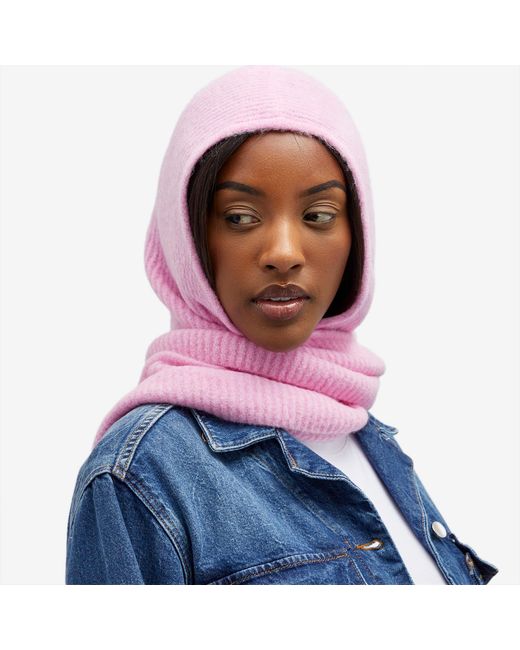 Ganni Soft Wool Balaclava in Pink | Lyst