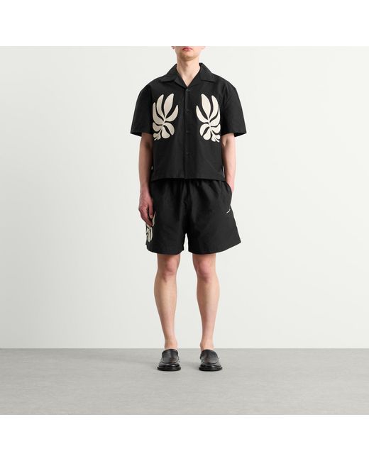 MKI Miyuki-Zoku Black Presented By End. Botanical Print Wide Leg Shorts for men