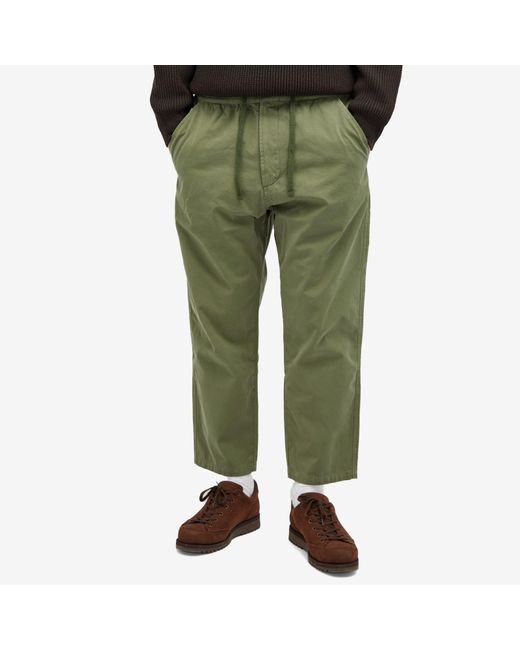 Universal Works Green Summer Canvas Hi Water Trousers for men