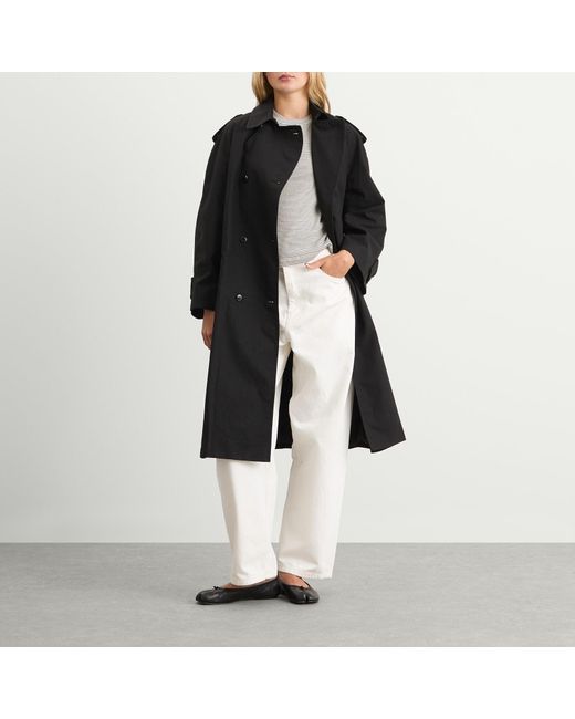 NOTHING WRITTEN Black Oversized Double-Breasted Trench
