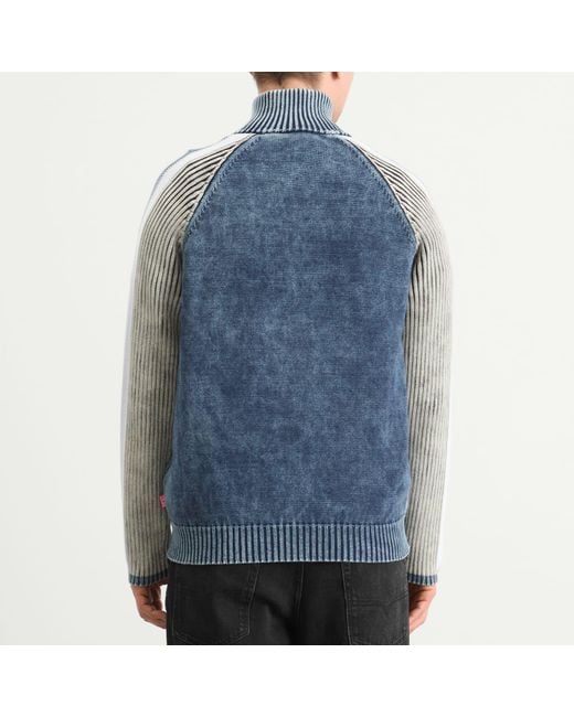 DIESEL Blue Knit Zip Cardigan for men