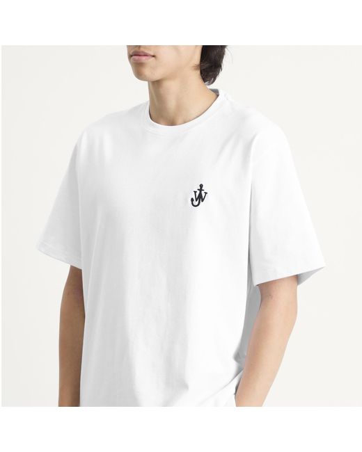 J.W. Anderson White Jersey Anchor Embroidery T-Shirt for men