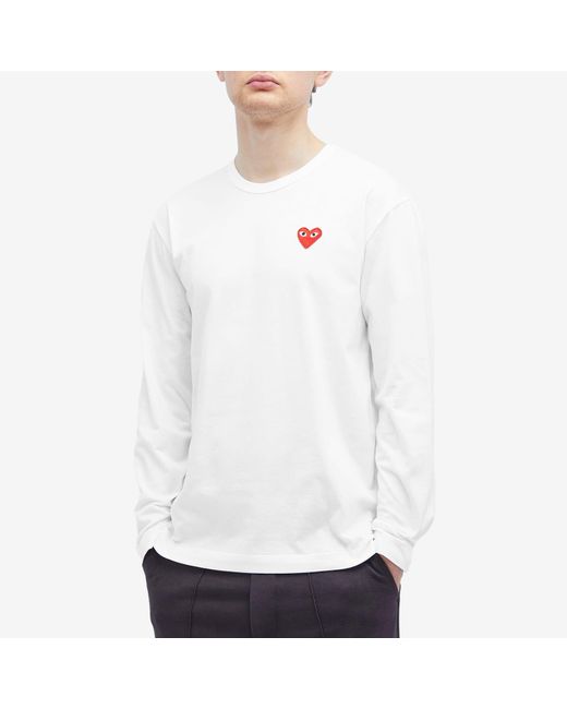 COMME DES GARÇONS PLAY White Long Sleeve Basic Logo T-Shirt for men
