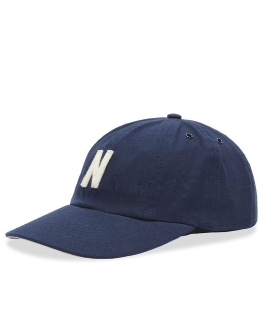 Norse Projects Blue Light Canvas Felt N 8 Panel Cap for men