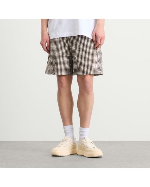 Moncler Brown Check Drawstring Shorts for men