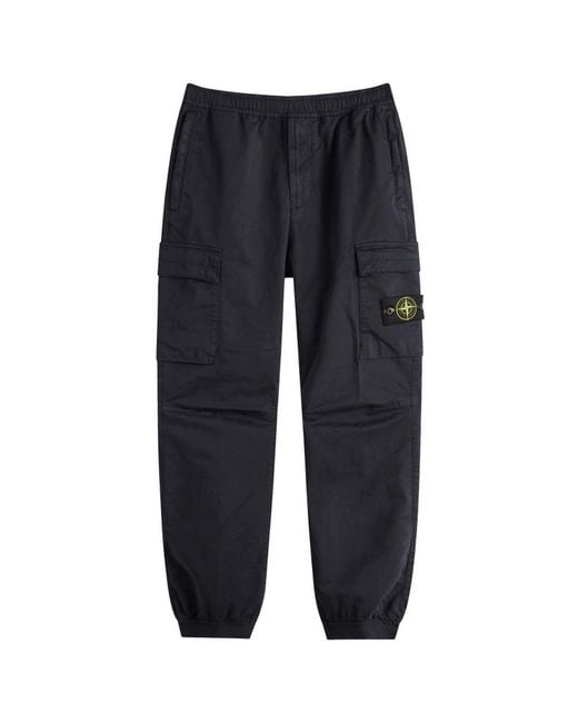 Stone Island Blue Sateen Cargo Jogger Pants for men