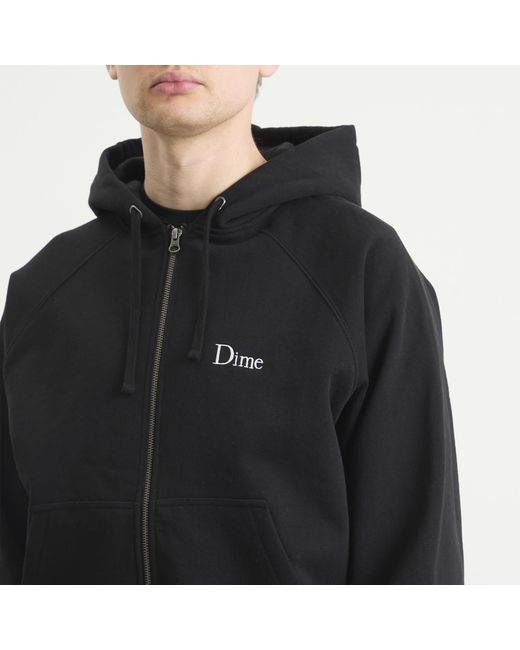 Dime Black Classic Small Logo Zip Hoodie for men