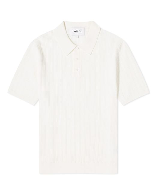 Wax London White Naples Knit Polo Shirt for men