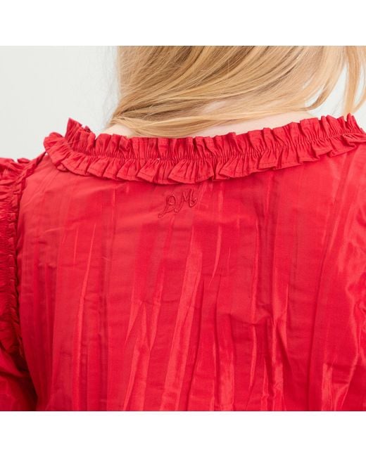 Damson Madder Red Everly Ruffle Blouse Tafetta