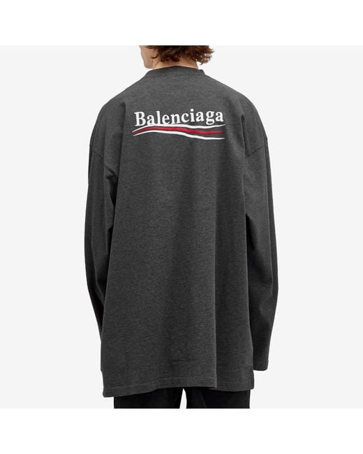 Balenciaga Gray Political Campaign Longsleeve T-Shirt for men