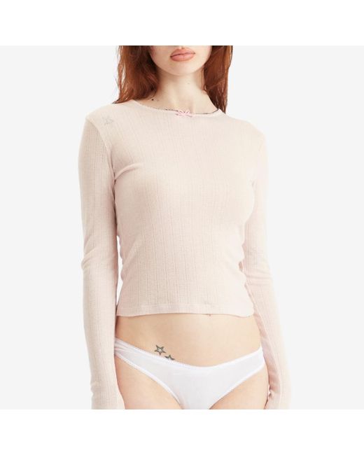 Fruity Booty Natural Blush Rosette Pointelle Top