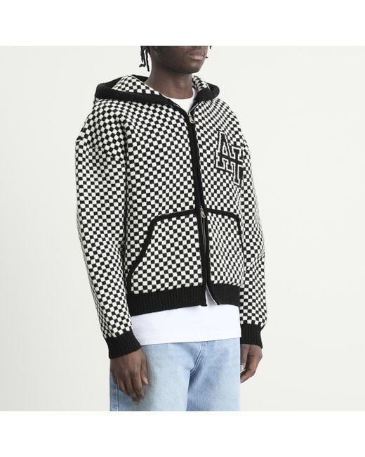 Annie Hood Black Checked Knitted Jacket for men
