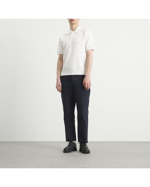 Wax London White Naples Retro Diamond Knit Polo for men