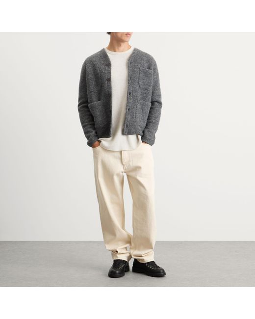 Universal Works Gray Wool Fleece Cardigan for men