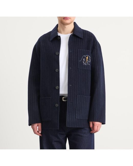 Drole de Monsieur Blue Drole De Monsieur Pinstriped Jacket for men