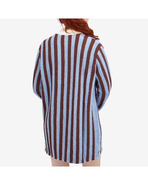 Maison Kitsuné Blue Striped Polo Dress