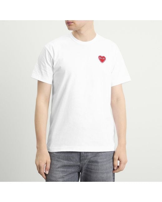 COMME DES GARÇONS PLAY White Studded Heart T-Shirt for men