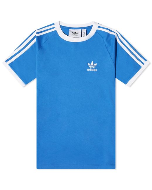 Adidas Blue 3-Stripe T-Shirt for men