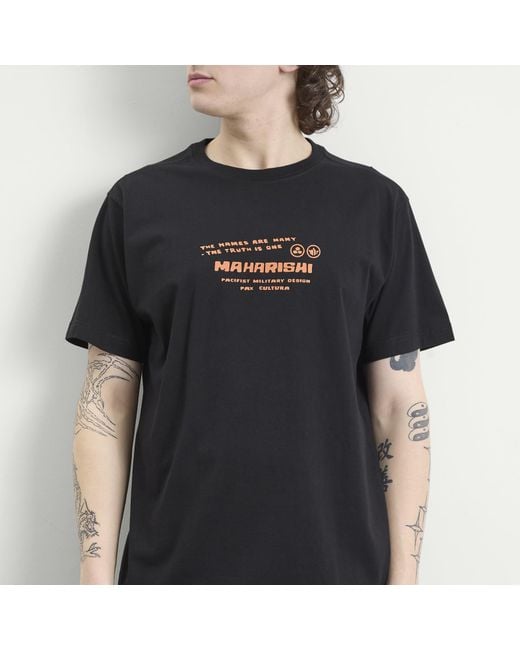 Maharishi Black Japanese Menko Card T-Shirt for men