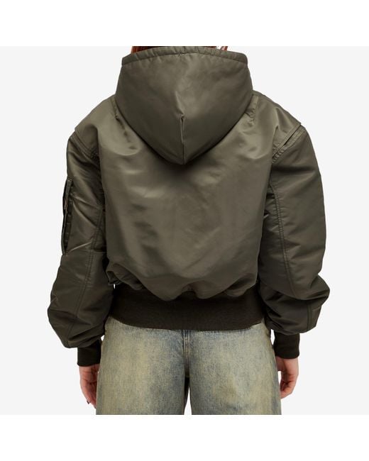 Entire studios Hooded Broad Bomber Jacket in Green | Lyst UK