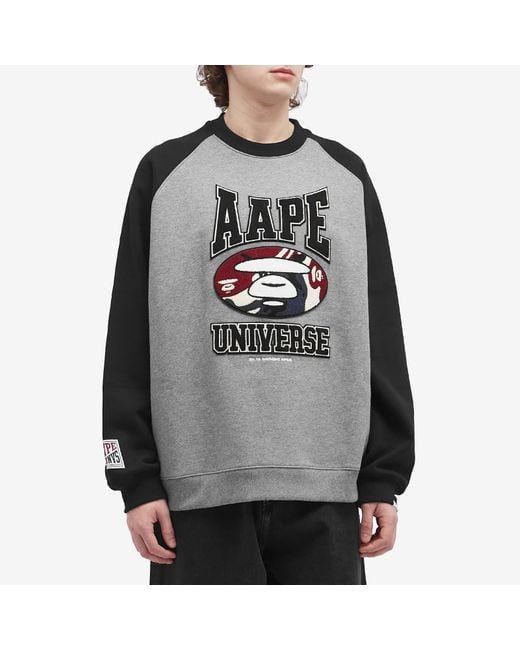 Aape By A Bathing Ape Gray Aape Ice Hockey Camo Stamp Sweatshirt for men