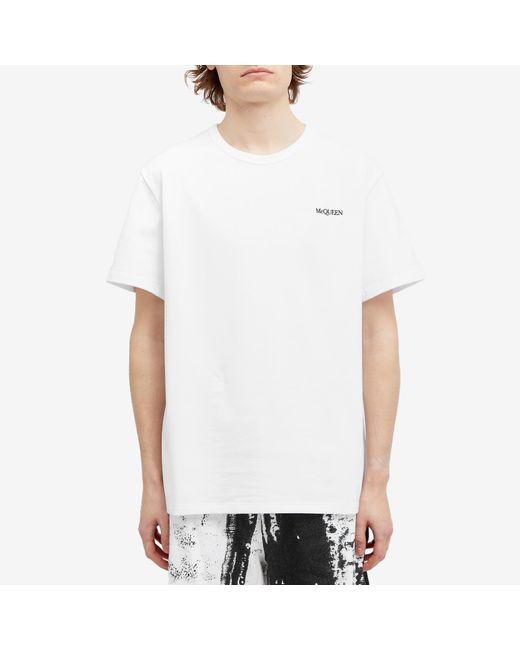Alexander McQueen White Embroidered Logo T-Shirt for men