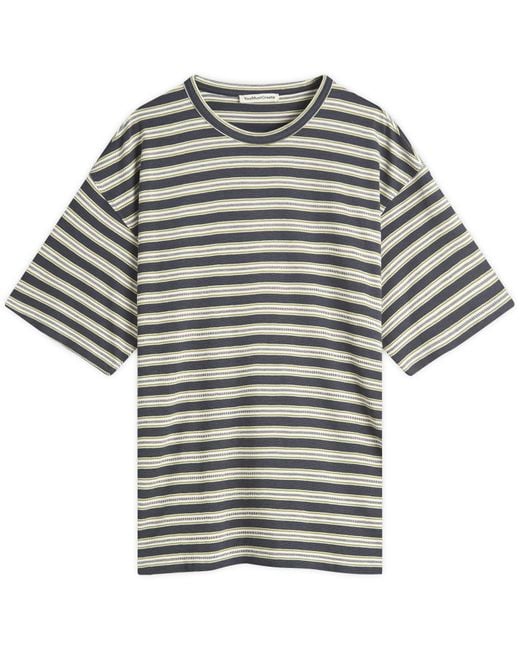 YMC Gray Triple Jacquard Stripe T-Shirt for men