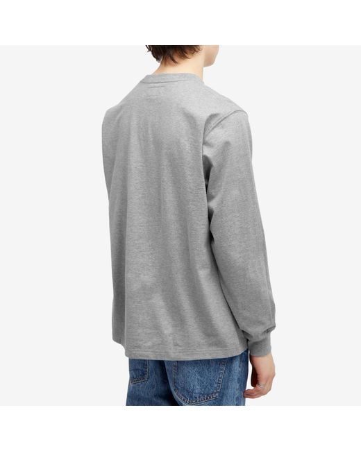 Beams Plus Gray Long Sleeve Pocket T-Shirt for men