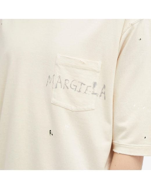 Maison Margiela White Graffiti Logo Mock Neck T-Shirt for men