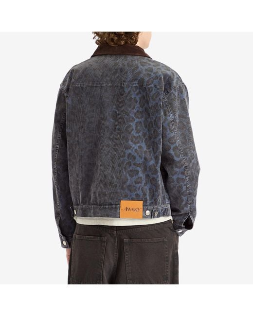 AWAKE NY Gray Leopard Corduroy Work Jacket for men