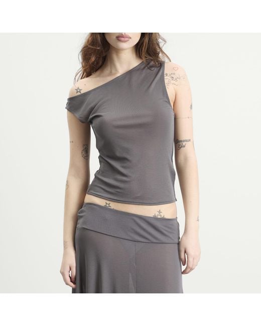 St. Agni Gray Fine Jersey Asymm Top