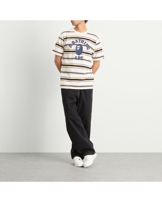 A Bathing Ape Metallic College Stripe Tee for men