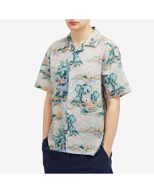 Wax London Blue Didcot Scenic Vacation Shirt for men