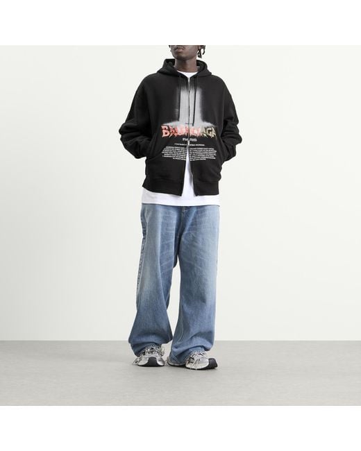 Balenciaga Black Oversized Zip-Up Hoodie for men