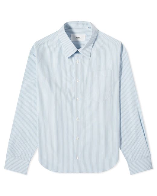 AMI Blue Stripe Boxy Shirt for men