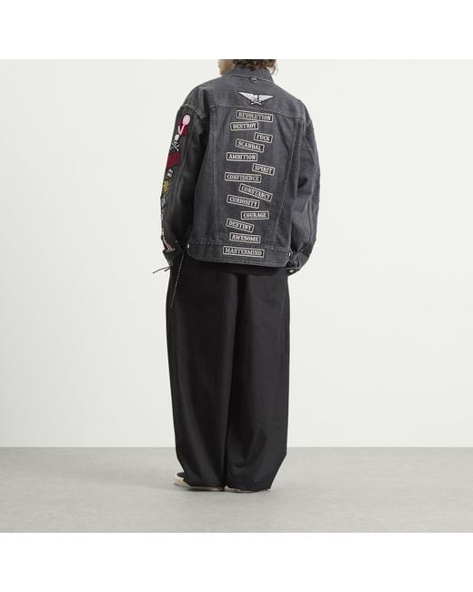 MASTERMIND WORLD Black Patched Denim Jacket for men