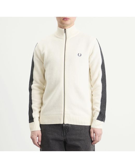 Fred Perry Natural Ribbed Zip Knit Cardigan for men