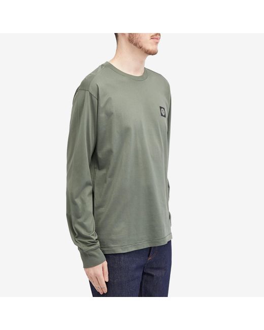 Stone Island Gray Long Sleeve Patch T-Shirt for men