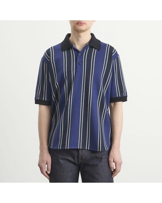 Junya Watanabe Blue Raschel Polo for men