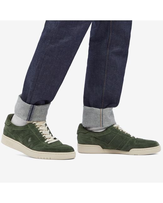 Polo Ralph Lauren Green Suede Polo Court Sneakers for men