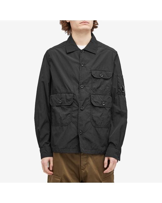 C P Company Black Chrome-R Full Button Overshirt for men