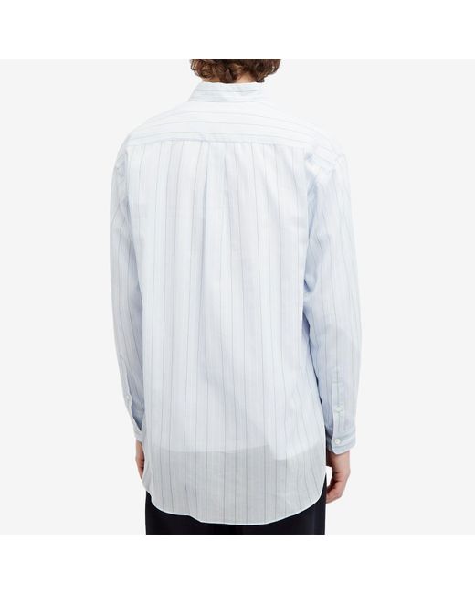Auralee White Finx Stripe Shirt for men