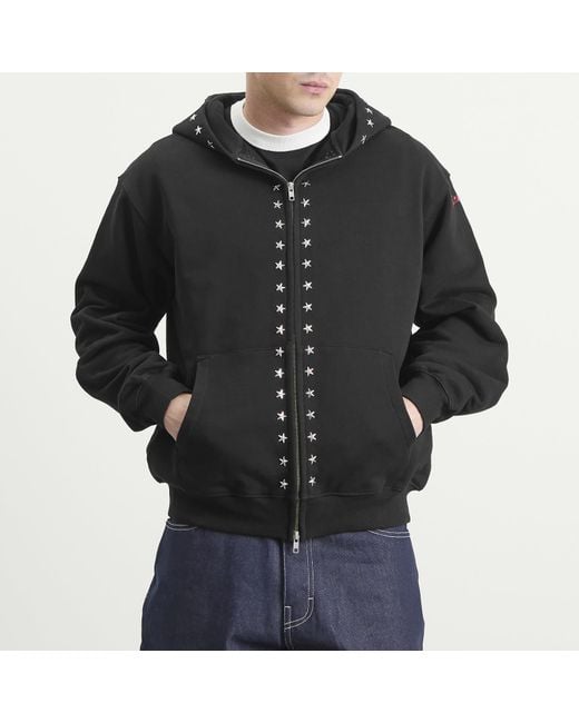 Pleasures Black X Zero Dane Studded Hoodie for men