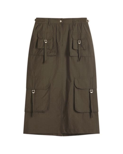 Acne Green Ilanta Tech Light Co Midi Skirt