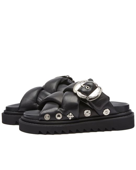 Toga Black Platform Padded Slider Sandals