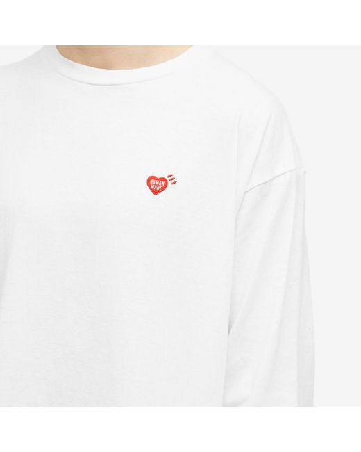 Human Made White Heart Long Sleeve T-Shirt for men