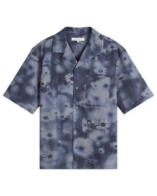 Maison Kitsuné Blue Photo Flower Resort Shirt for men