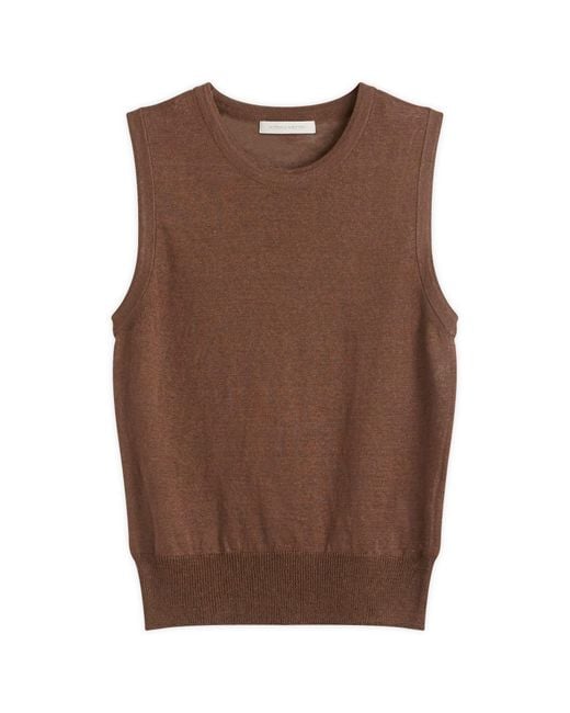 NOTHING WRITTEN Brown Rola Linen Sleeveless Top