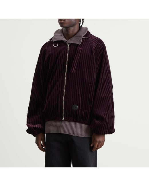 Acne Purple Otrake Jumbo Cord Bomber Jacket for men