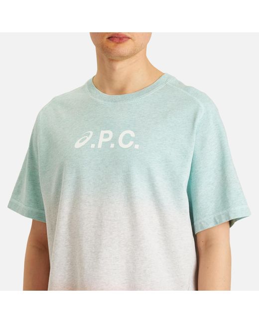 A.P.C. Blue X Asics Wind Logo Dip Dye T-Shirt for men
